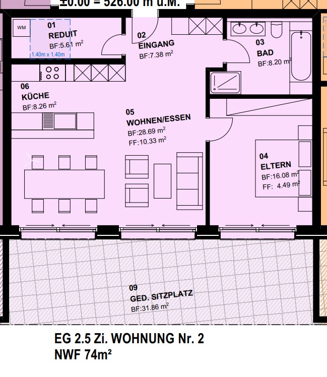 Wohnung 2.5 EG in der Mitte