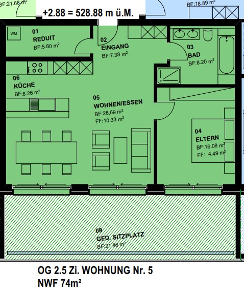 Wohnung OG 2.5 Mitte